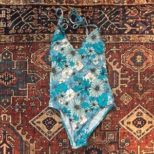 Xhilaration Blue Floral One Piece Swimsuit
